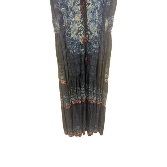 Blue Floral Boho Maxi Dress Biba Size 32 - Picture 6 of 7